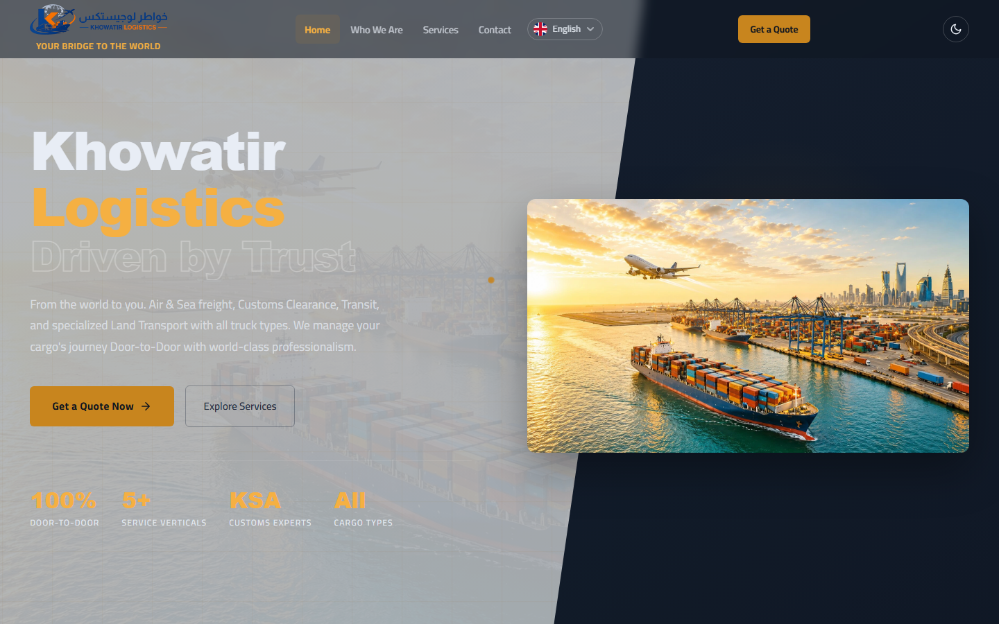 Screenshot of the Khowatir Logistics website