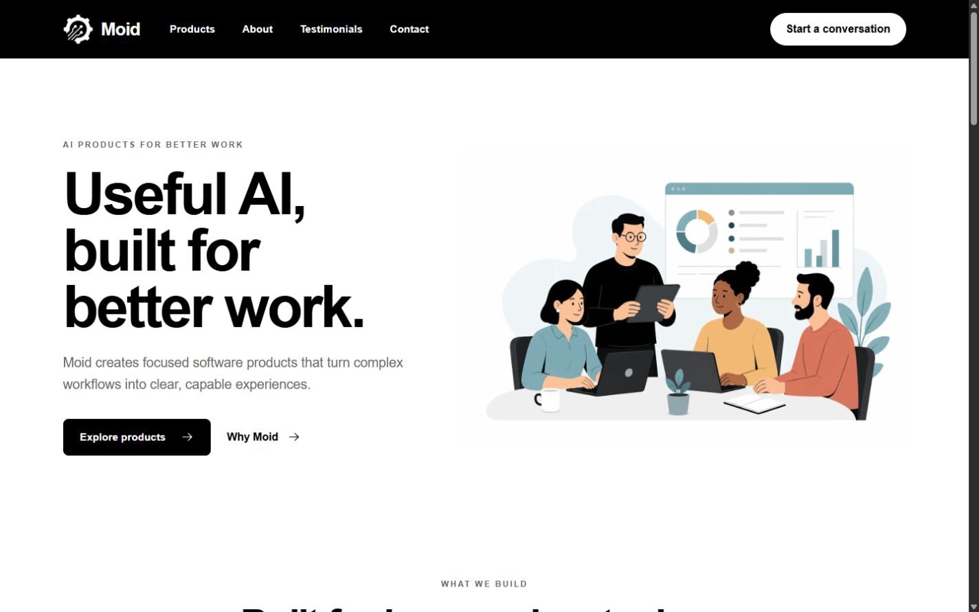 Screenshot of the Moid website